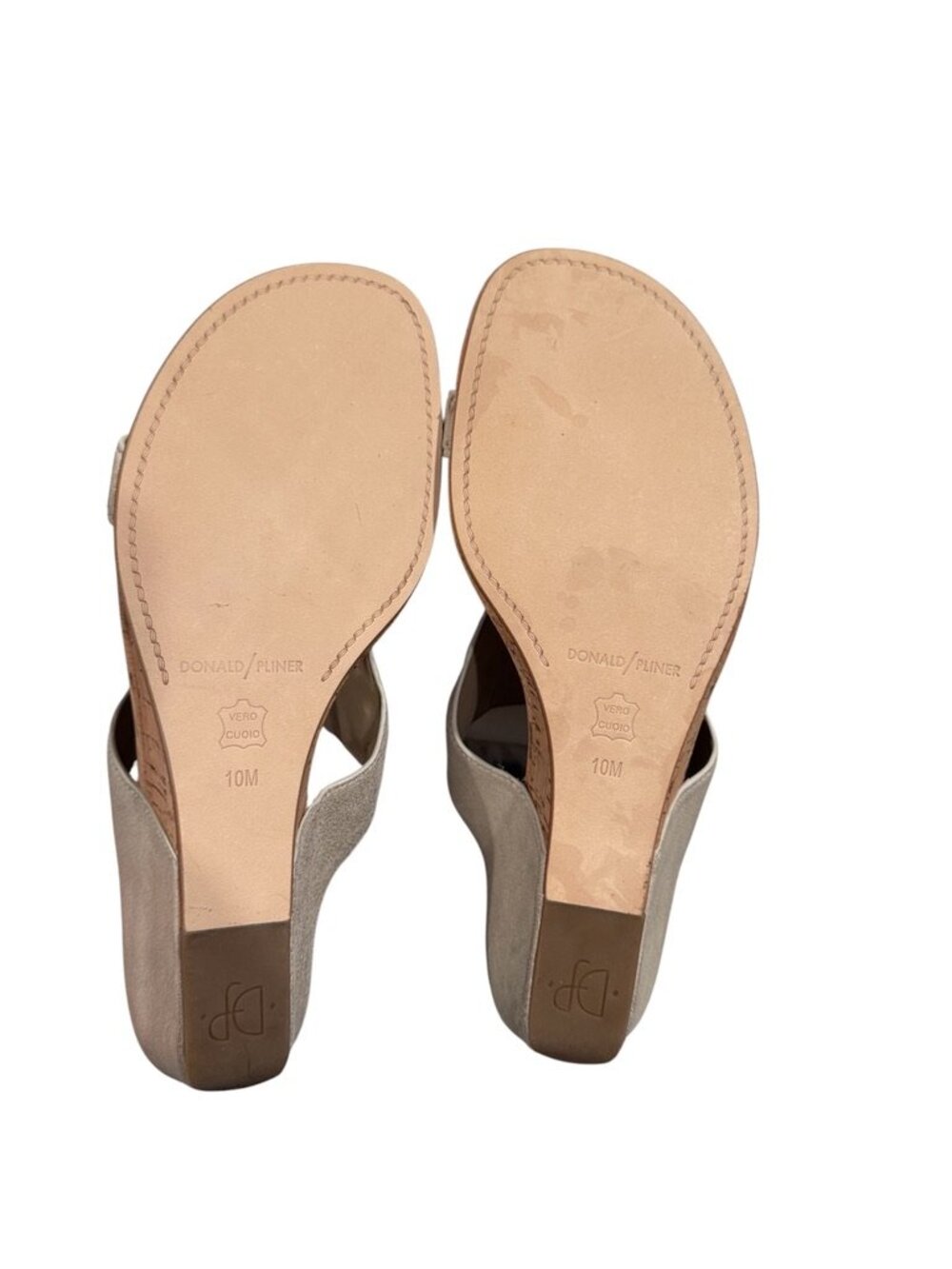 Donald J Pliner Dionne Cork Wedge Slide Sandals Metallic Leather Women’s 10 - Picture 3 of 10